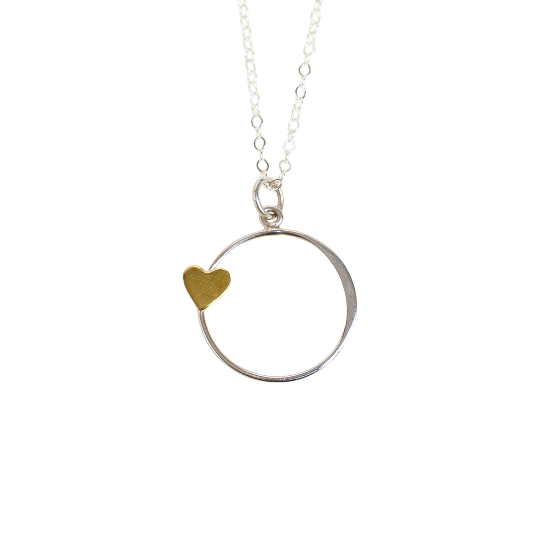 Necklace with a bronze  heart pendant on a white background
