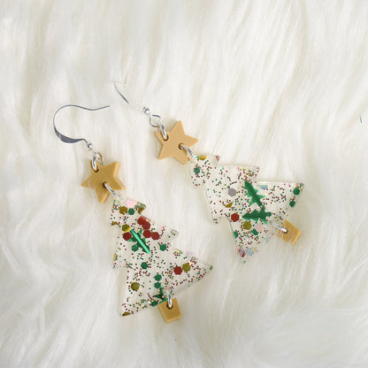 Sparky Clear Christmas Tree Earrings