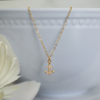 Sparkly Gold Anchor Necklace
