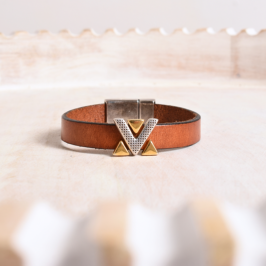 Mixed Metal Leather Bracelet