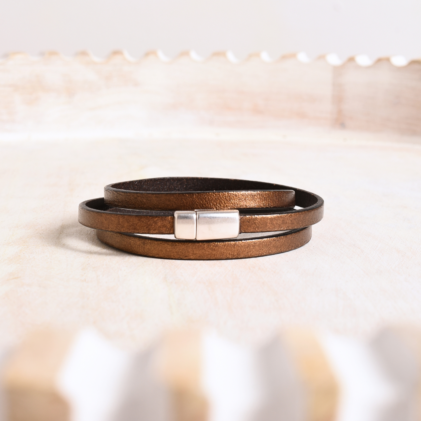 Metallic Brown Leather Wrap