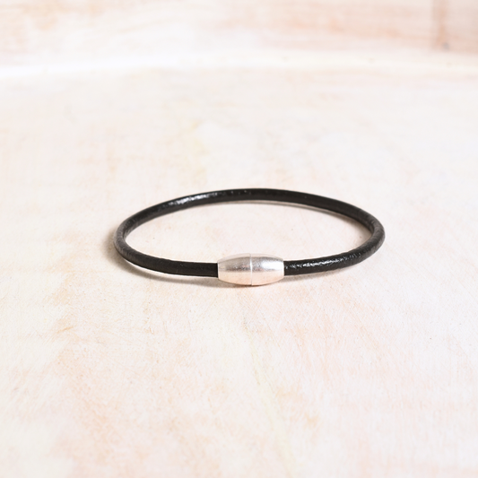 Skinny Black Leather Bracelet