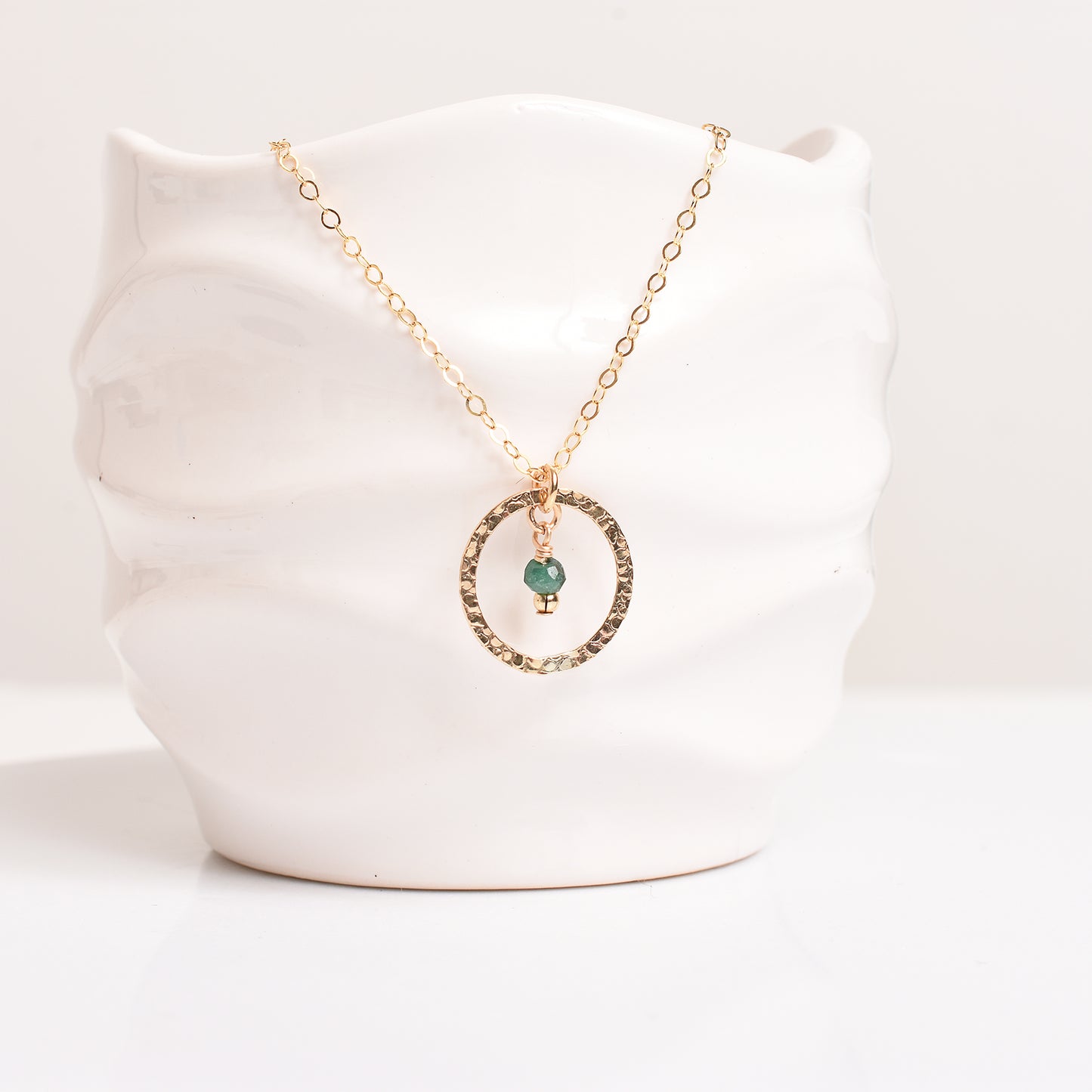 Emerald Circle Gold Pendant Necklace