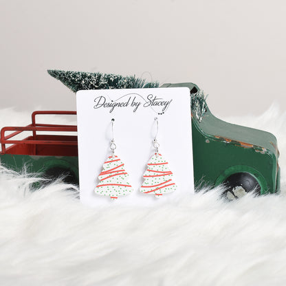 White Christmas Tree Earrings