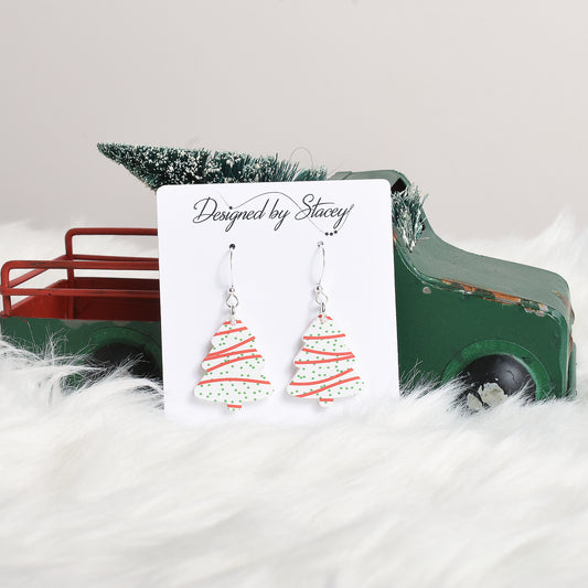 White Christmas Tree Earrings