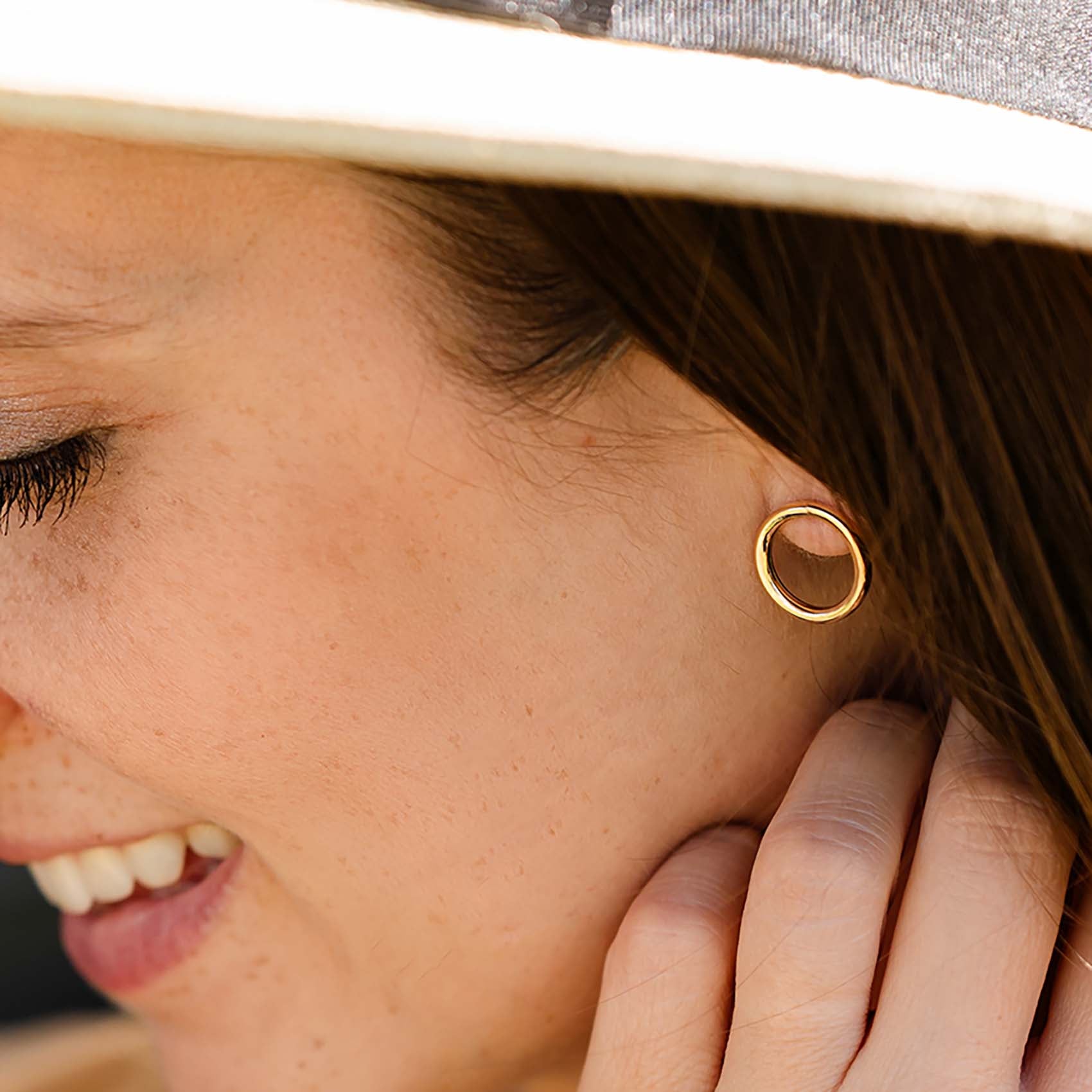 Model Wearing Earrings