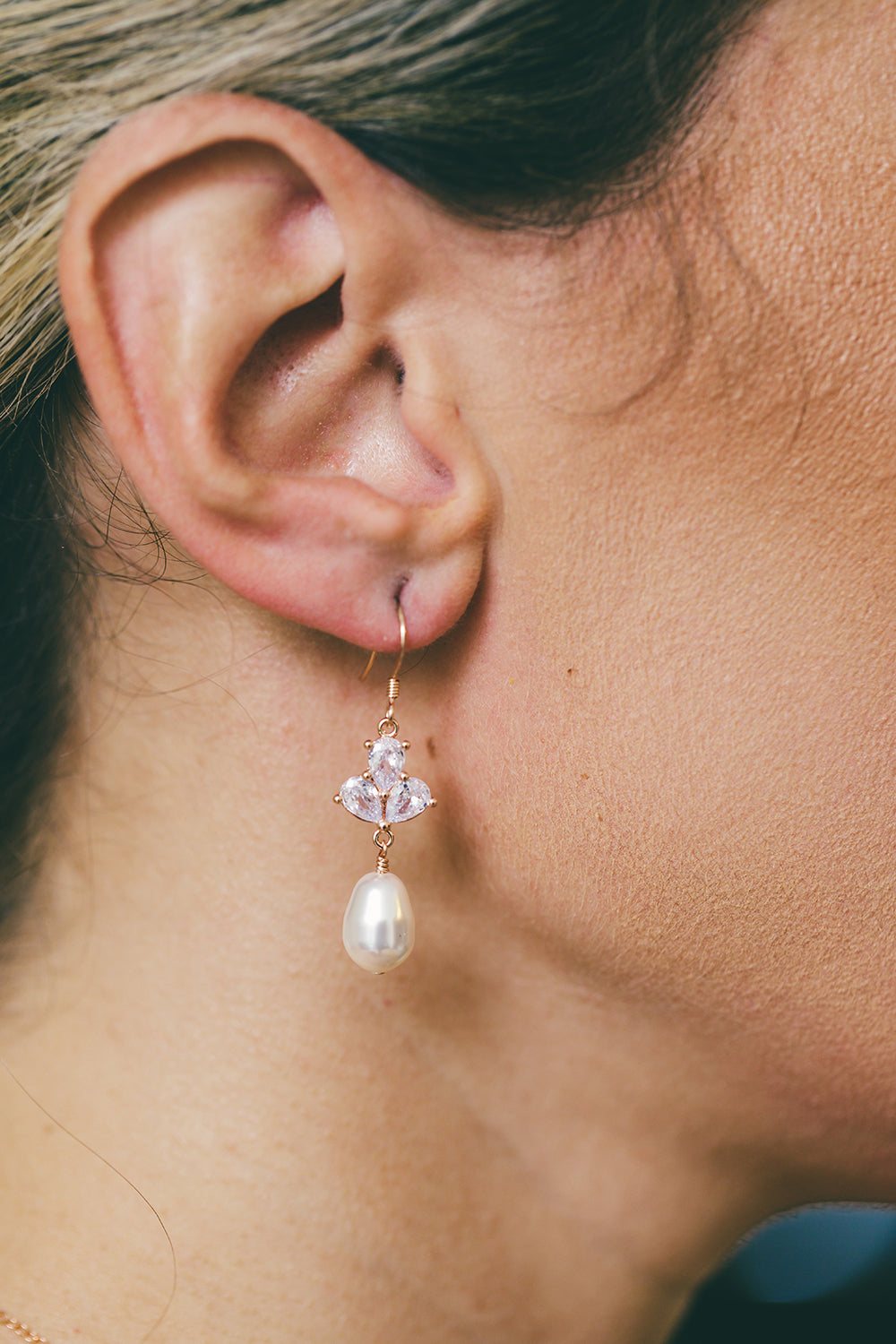 The Rose Earrings in Rose Gold