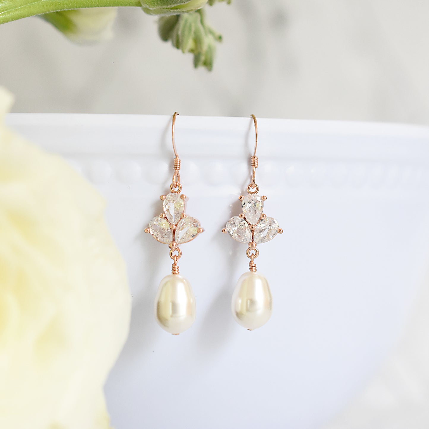 The Rose Earrings in Rose Gold