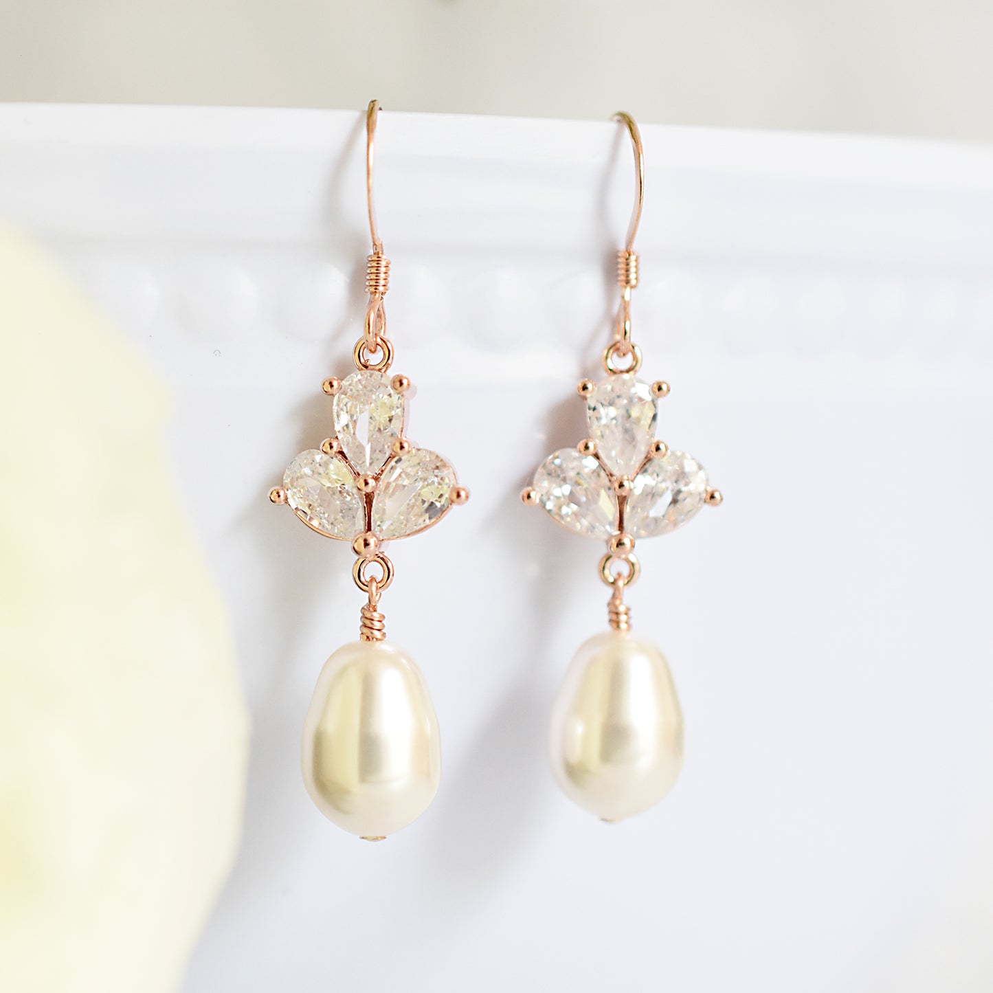 The Rose Earrings in Rose Gold