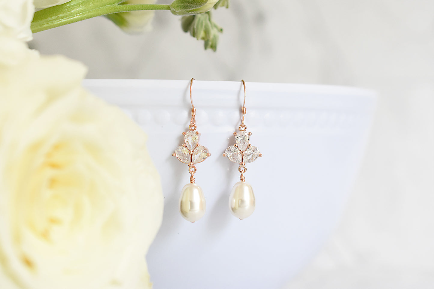 The Rose Earrings in Rose Gold