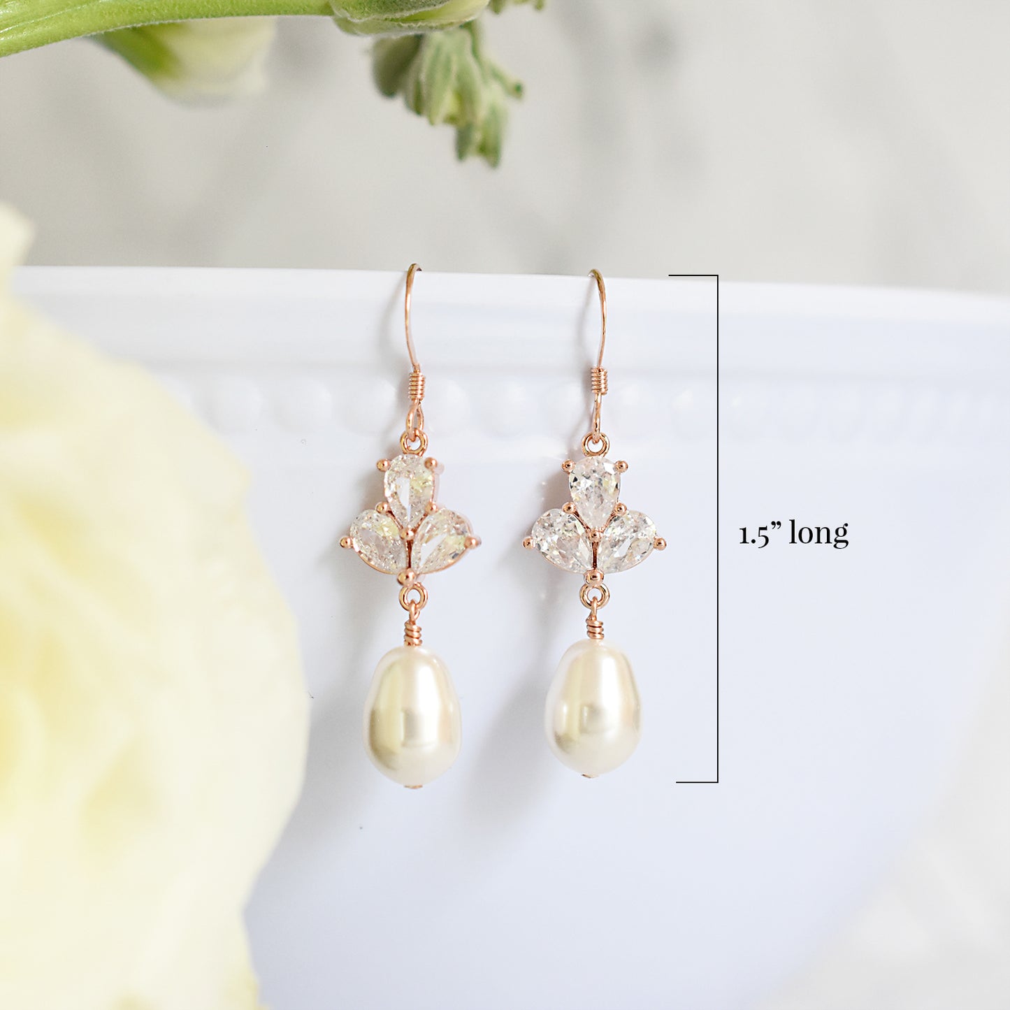 The Rose Earrings in Rose Gold