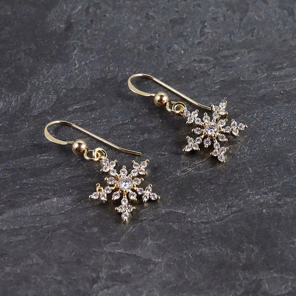 Gold Snowflake Earrings 
