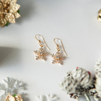 Sparkly Gold Snowflake Earrings