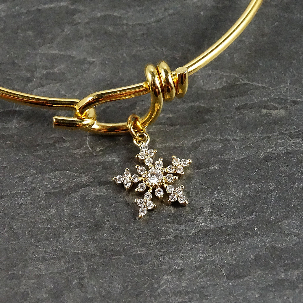 Gold Snowflake Bangle Bracelet