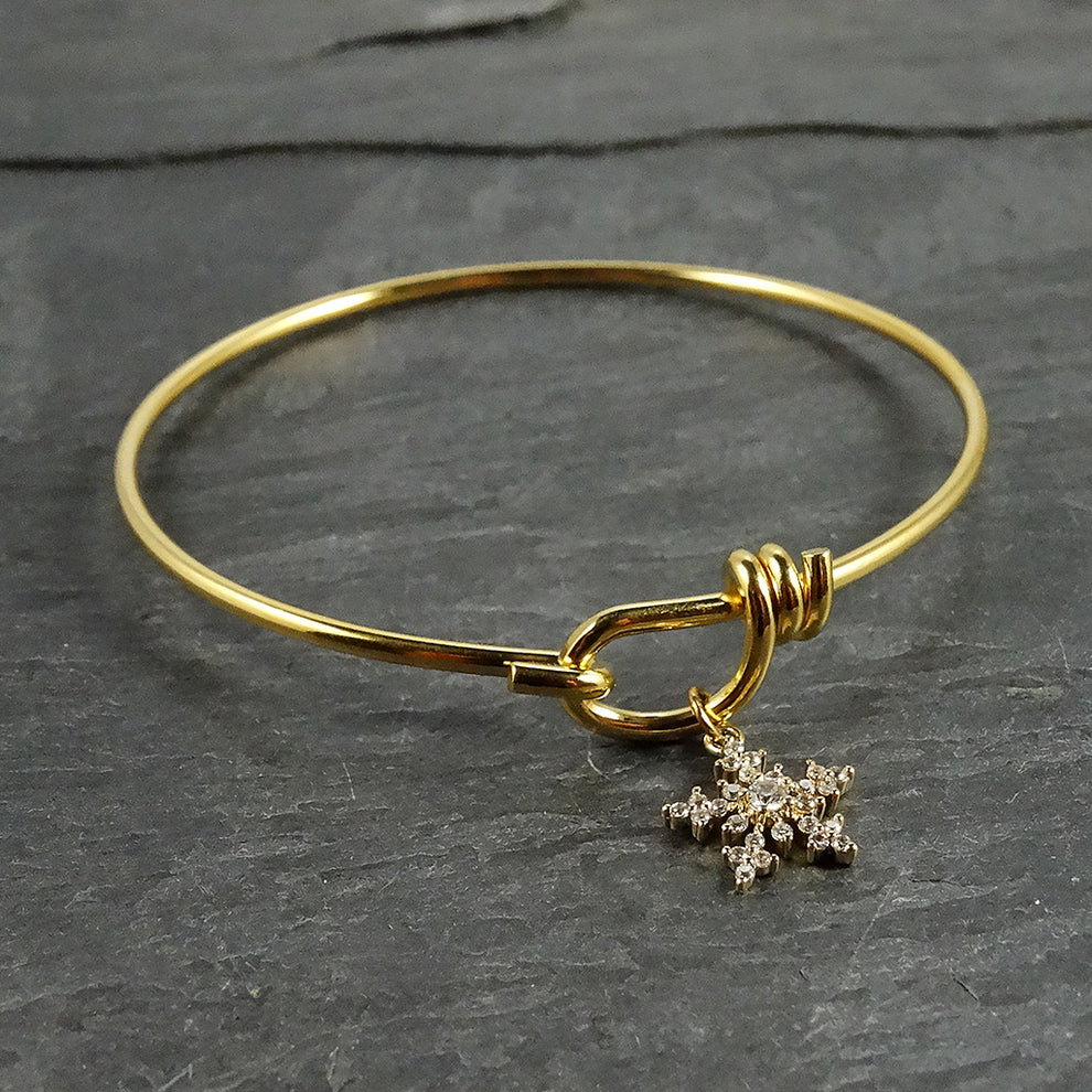 Gold Snowflake Bangle Bracelet Designed By Stacey Jewelry Llc 8369