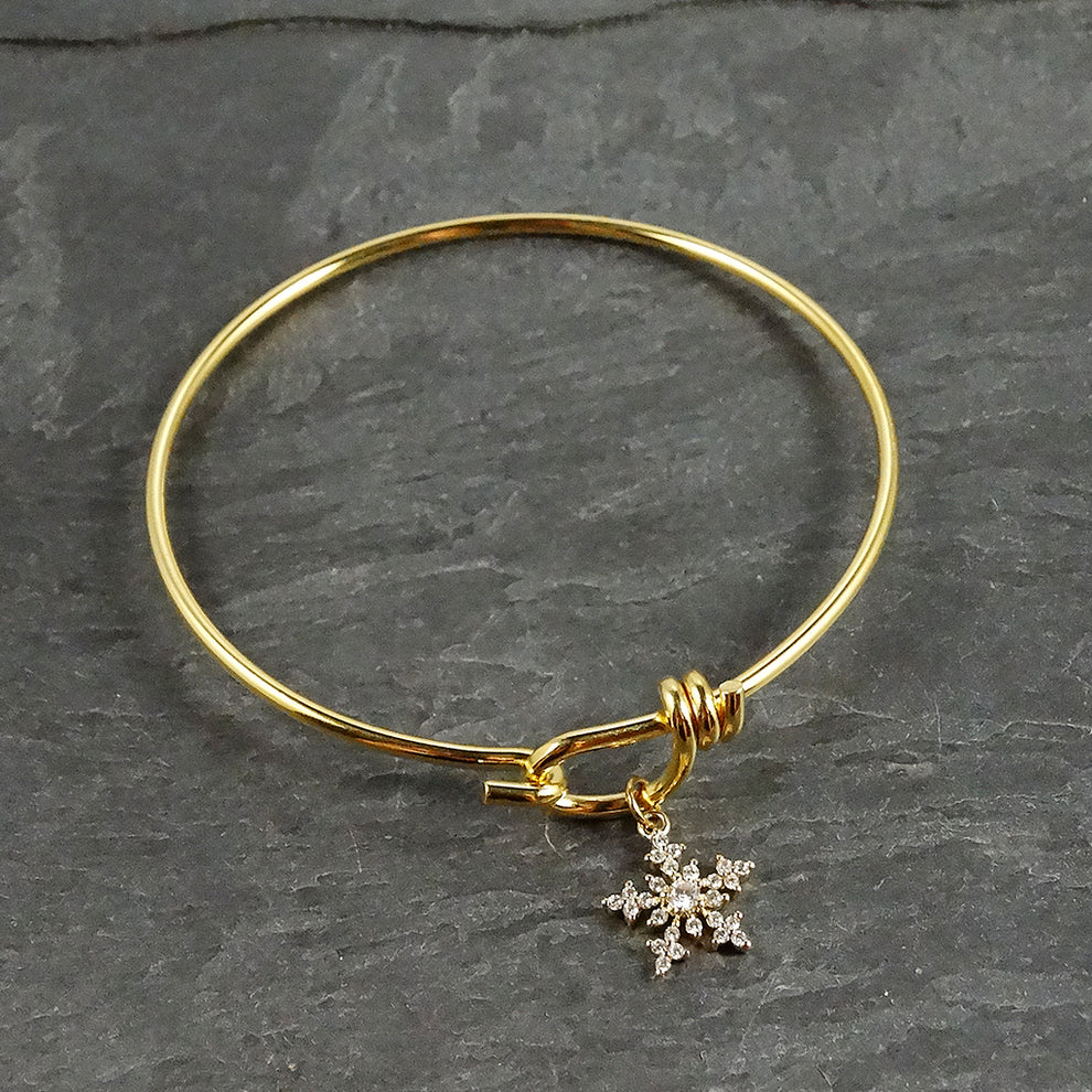 Gold Snowflake Bangle Bracelet Designed By Stacey Jewelry Llc 3077