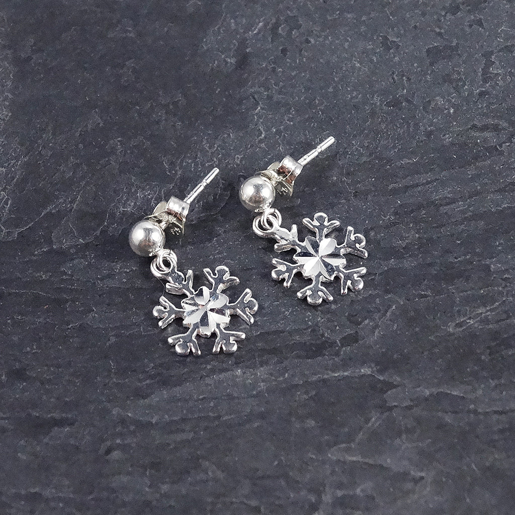 Sterling Silver Snowflake Earrings 