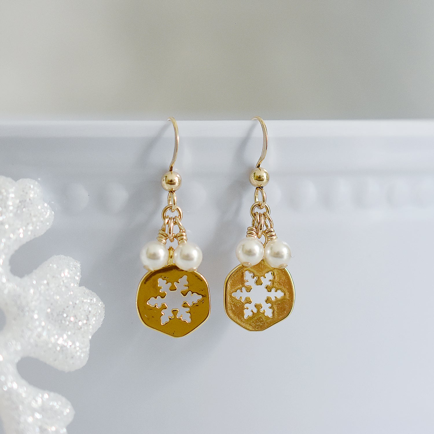 Gold Vermeil Snowflake Earrings