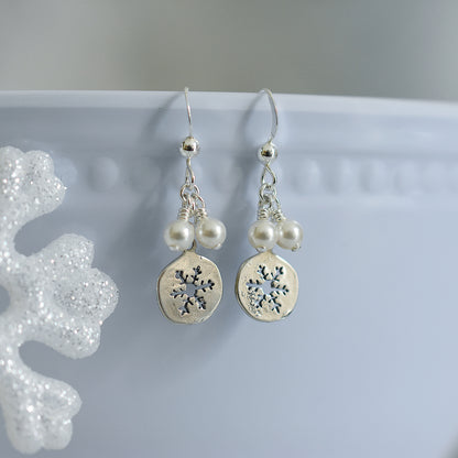 Sterling Silver Cutout Snowflake Earrings 