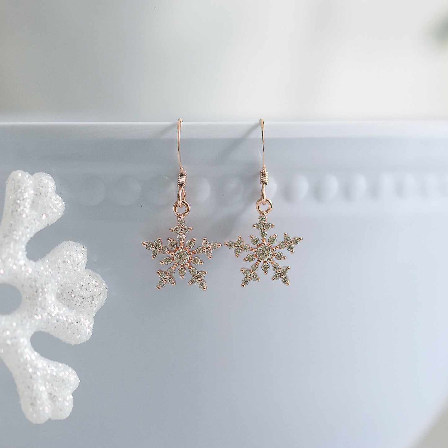 Rose Gold Snowflake Earrings