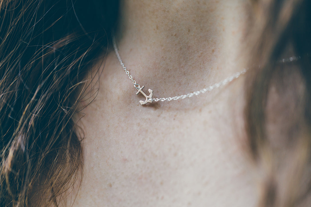 Silver Anchor Pendant Necklace