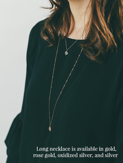 Long Gold Pave Necklace