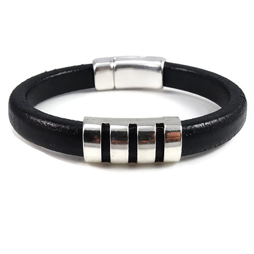 Men's Black Leather Bracelet 