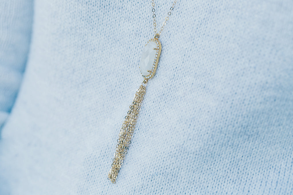 Moonstone Tassel Necklace 