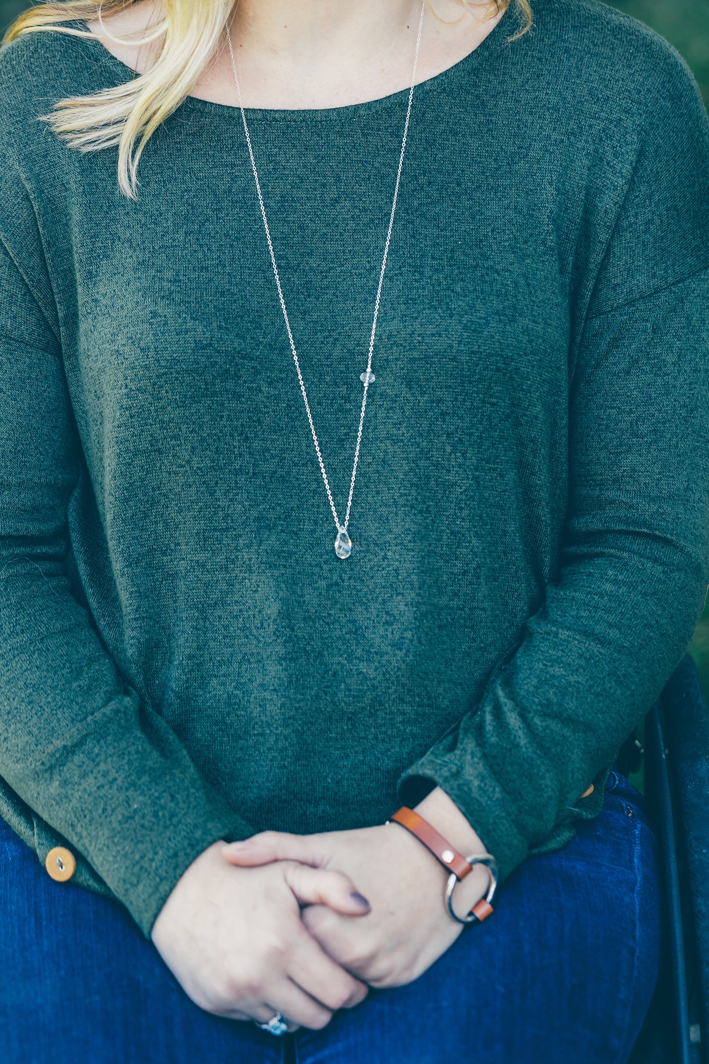 Sterling Silver Crystal Pendant Necklace