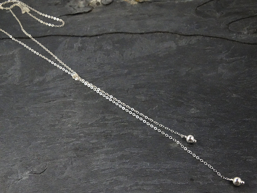 Long Silver Lariat Necklace, 925 Sterling Silver Jewelry, Y Necklace Designed by Stacey