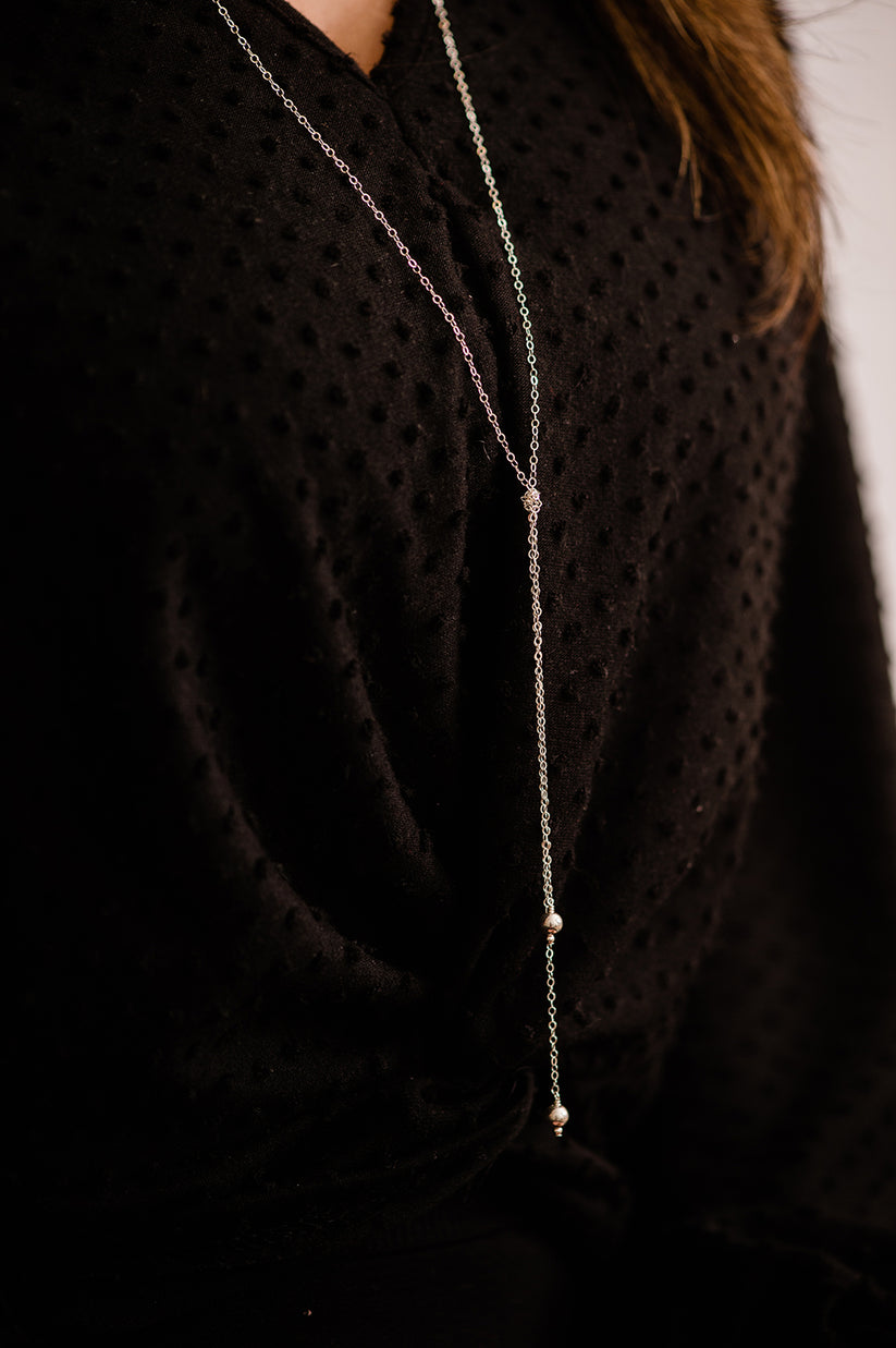 Long Silver Lariat Necklace Designed by Stacey Jewelry, LLC