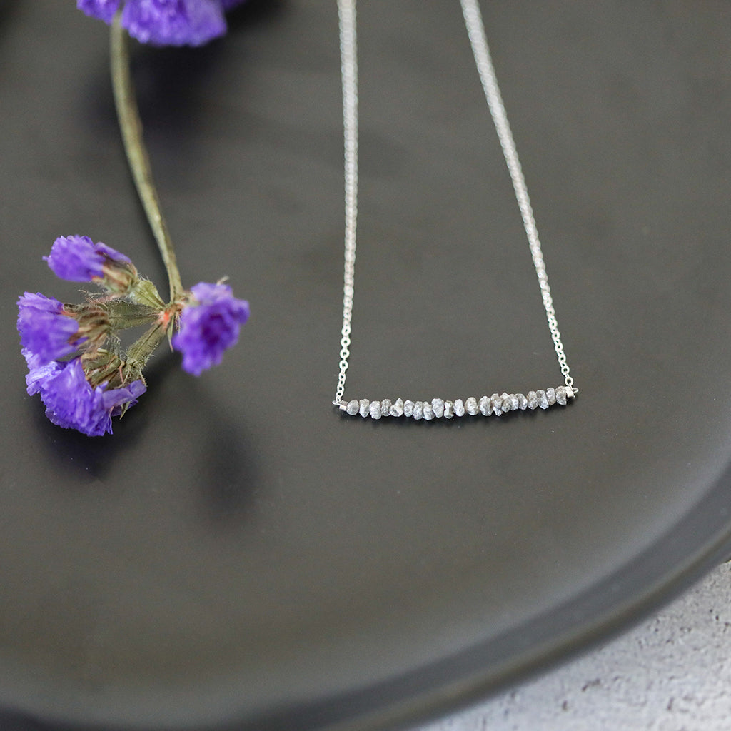 Raw Grey Diamond Sterling Silver Necklace