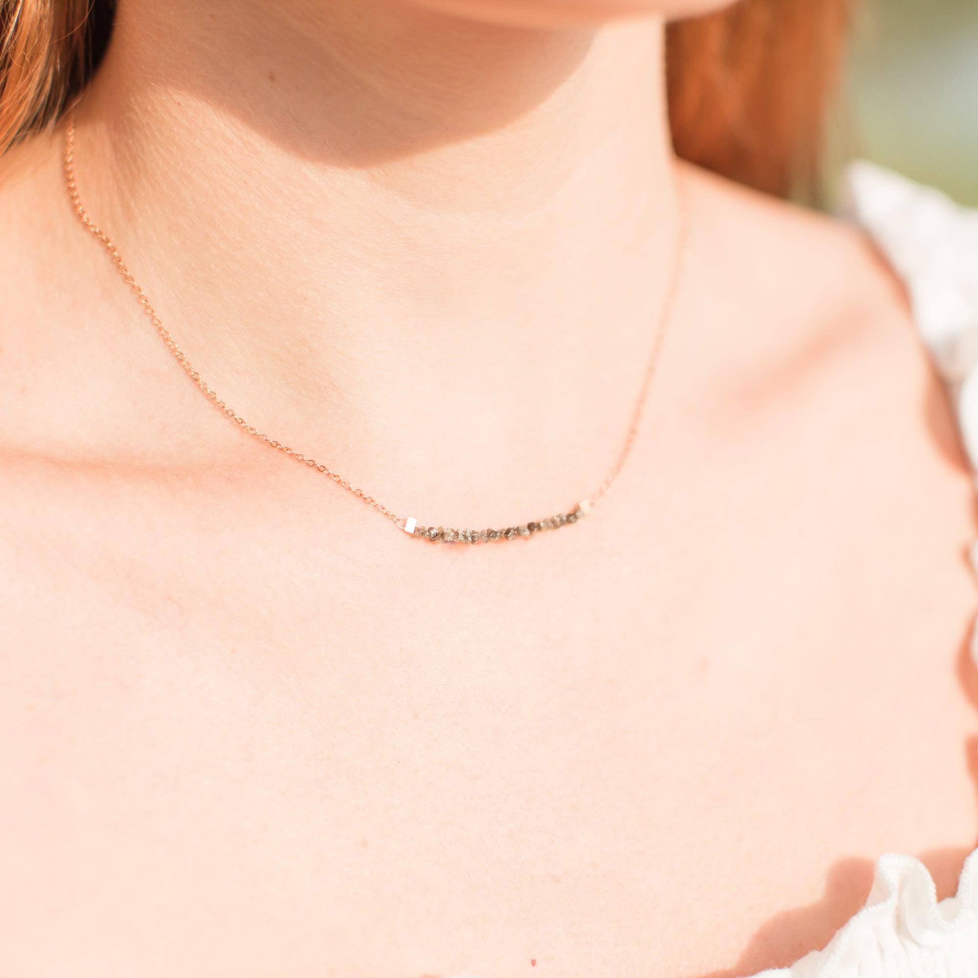 Raw Chocolate Diamond Rose Gold Necklace