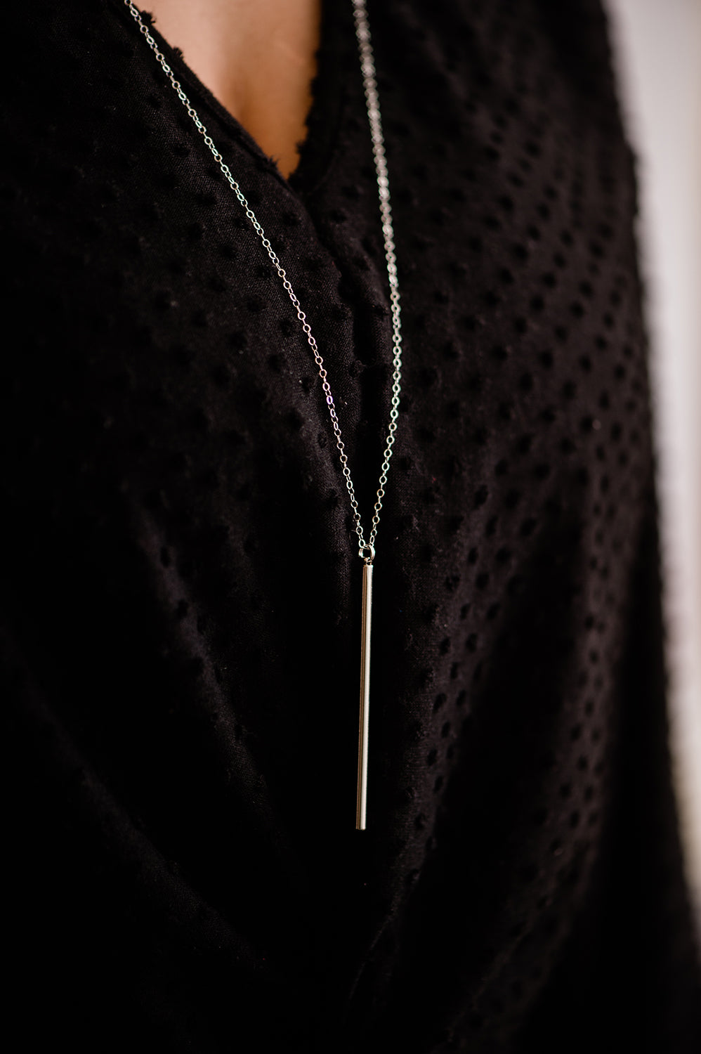 Vertical Bar Silver Necklace 