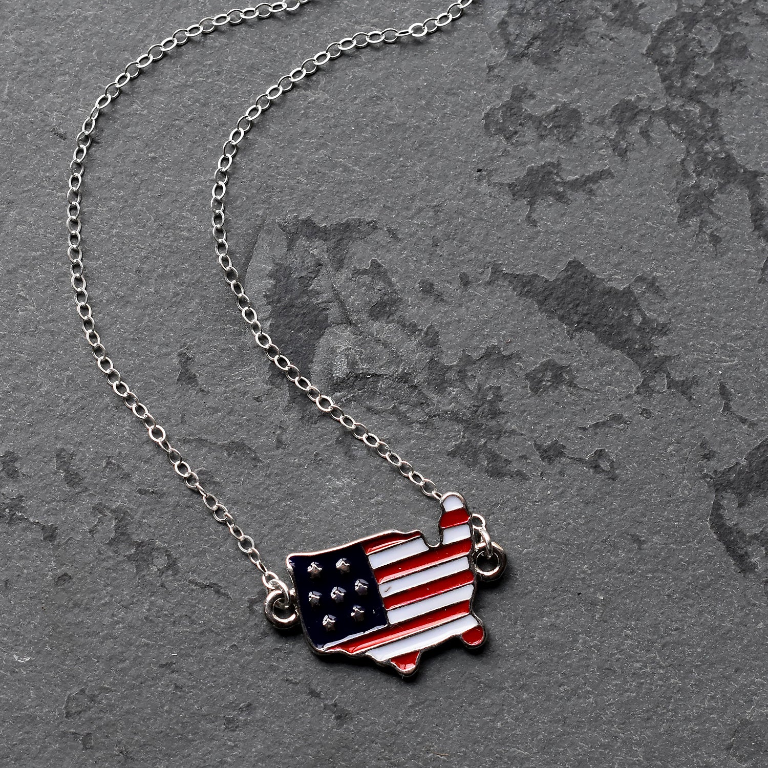 Patriotic Silver Necklace 