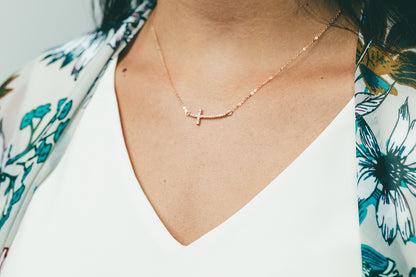 Rose Gold Cross Necklace 