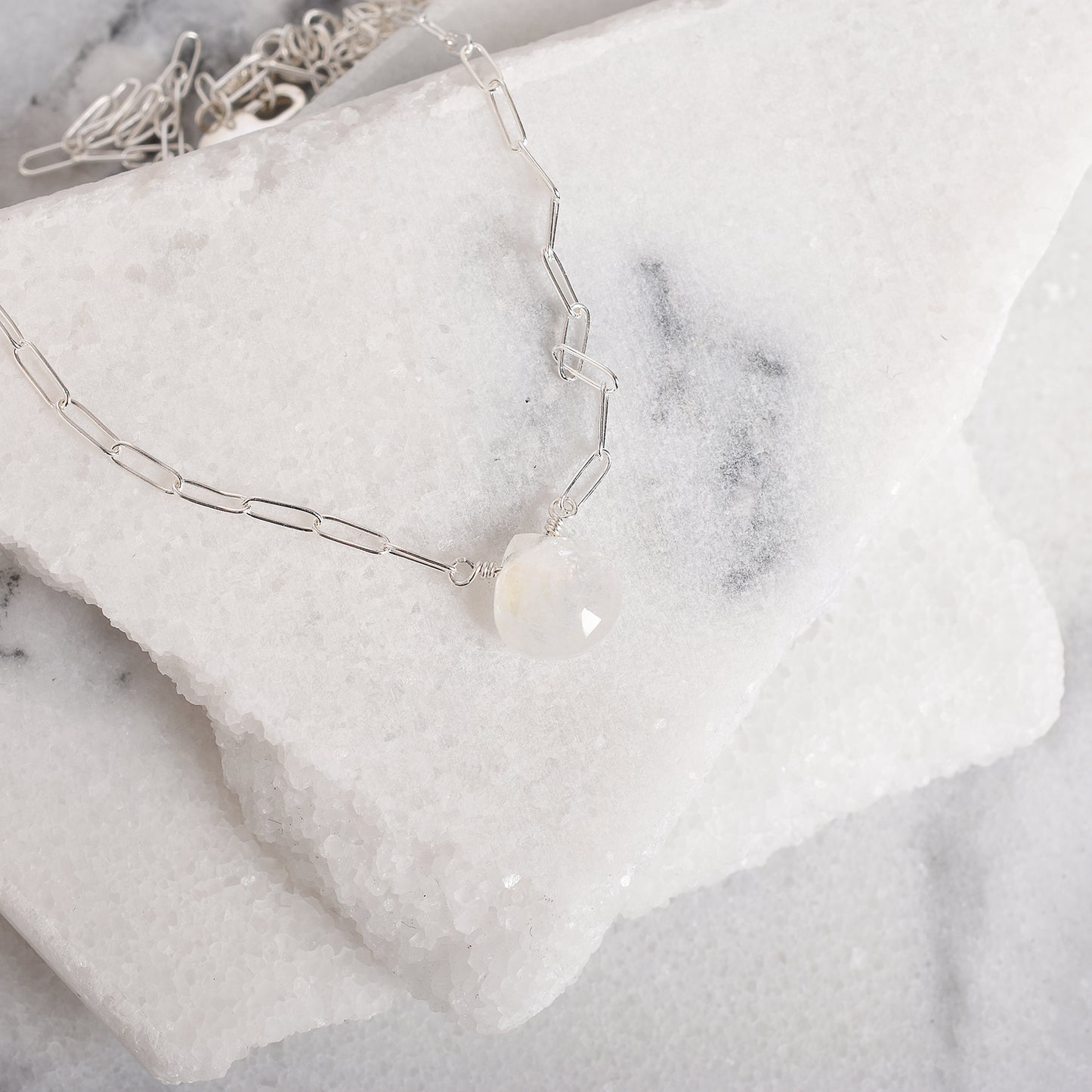 Crystal Pendant Necklace in Silver 