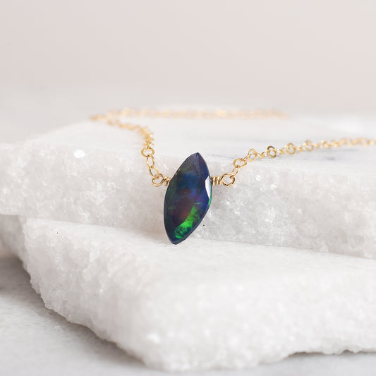 The Black Opal Necklace in Gold