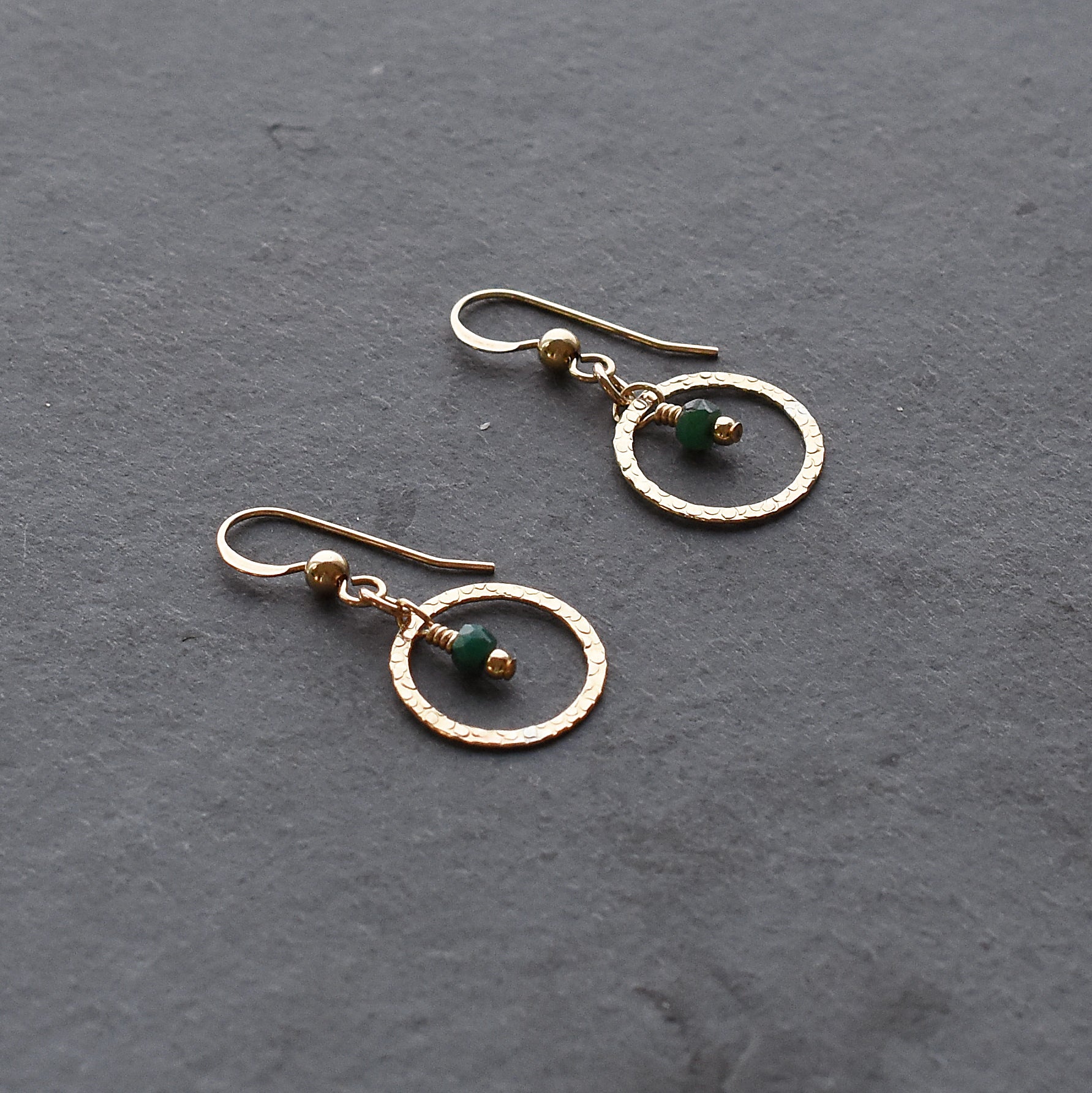 Gold & Emerald Drop Earrings
