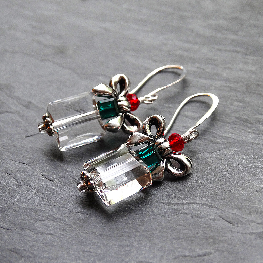 Crystal Christmas Present Earrings