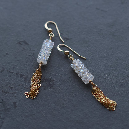 Sparkly Gold Tassel Earrings