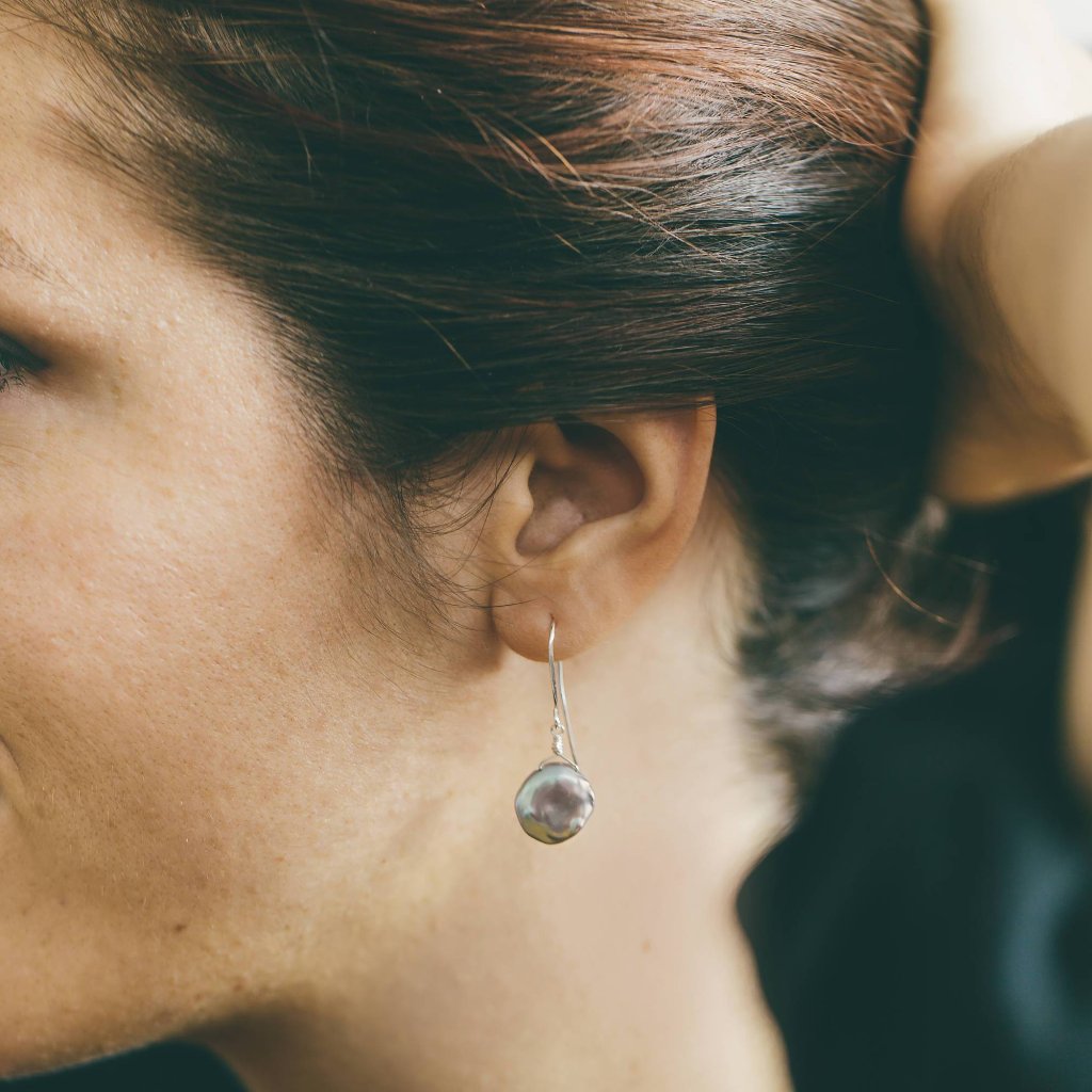 Dangly Gray Pearl Earrings