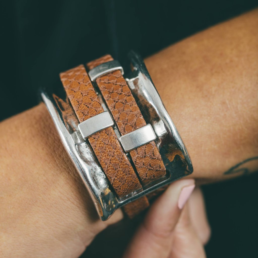 Brown Leather Cuff Bracelet 