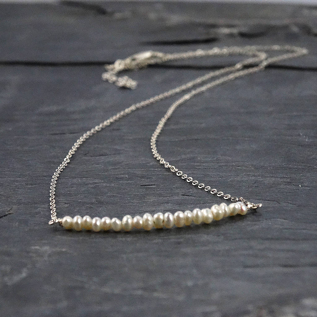 Pearl Bar Necklace (Silver 925)