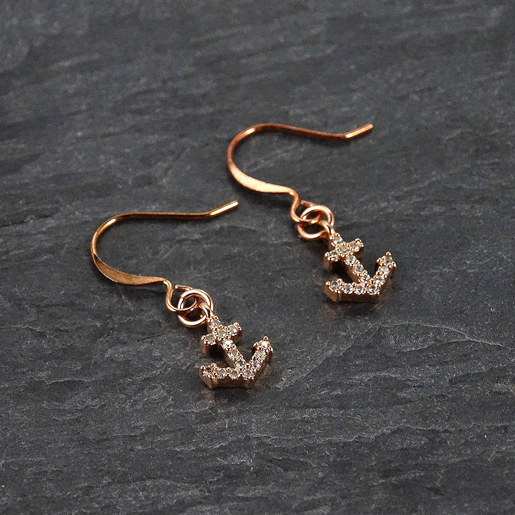 Rose Gold Anchor Earrings