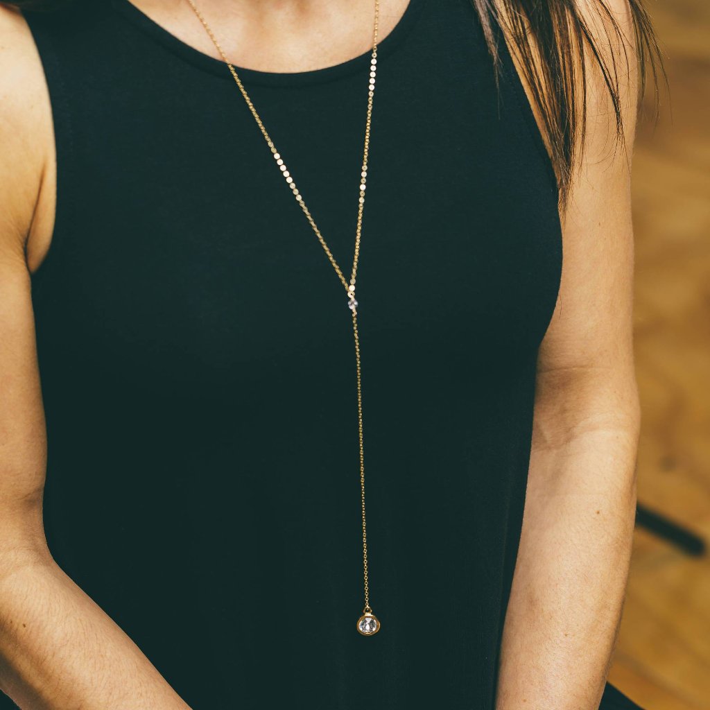 Gold Lariat Necklace 