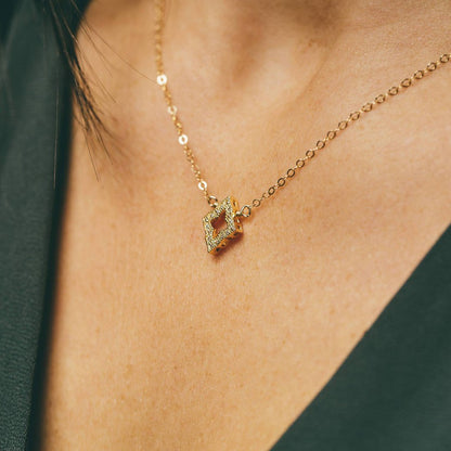 Gold Diamond Shaped Pendant Necklace 