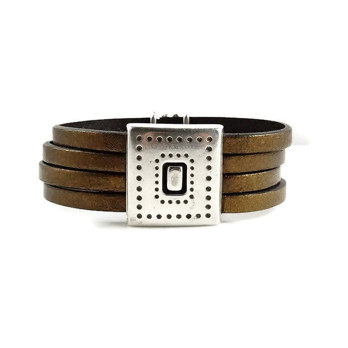 Southwestern Inspired Leather Cuff – Designed by Stacey Jewelry, LLC