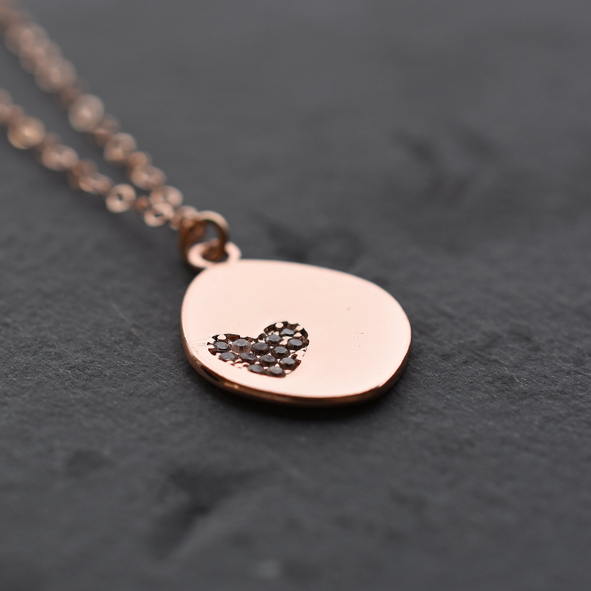 Rose Gold Sparkly Heart Necklace