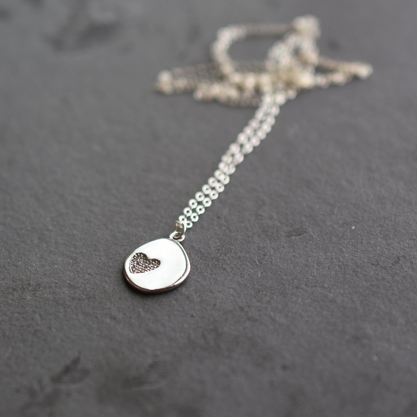 Silver Sparkly Heart Necklace